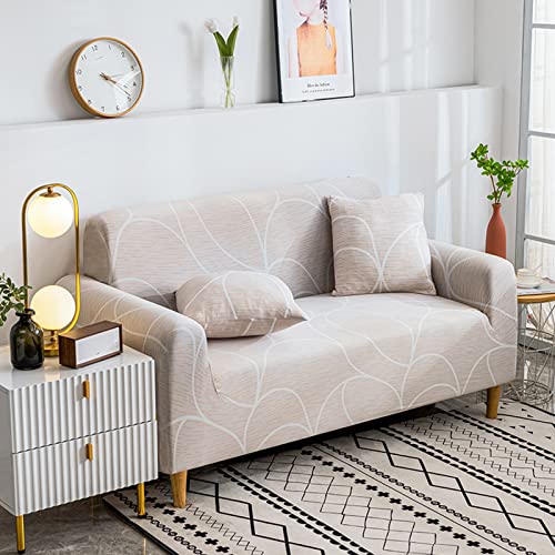 Printed Sofa Cover Stretch Couch Cover For 2 Cushion Couch Loveseat Sofa Slipcover Washable Furniture Protector With One Free Pillow Case (Medium, Beige) #TOP5