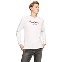 Pepe Jeans Eggo Maglietta a Maniche Lunghe Slim Fit da Uomo, Bianca
