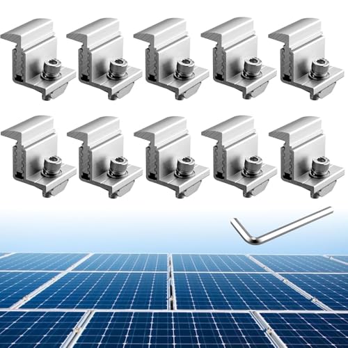 Anbte Solar Panel Mounting Brackets 30-50mm Adjustable, 10pcs Aluminum Solar