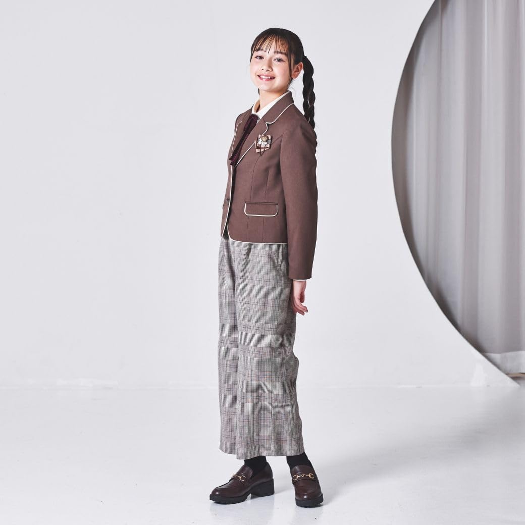 [ELLE en noir] エルアンノワール 卒業式 小学生 女の子 ブレザー ワイド パンツ スーツ (4201-2506)