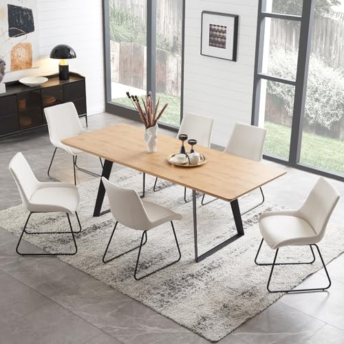 ZckyCine Modern Medieval Dining Table Set Dining Table and Chairs 6 People Rectangular Wooden Expansion Dining Table Space-Saving Multifunctional Dining Table ZckyCine Modern Medieval Dining Table Set Dining Table and Chairs 6 People Rectangular Wooden Expansion Dining Table Space-Saving Multifunctional Dining Table