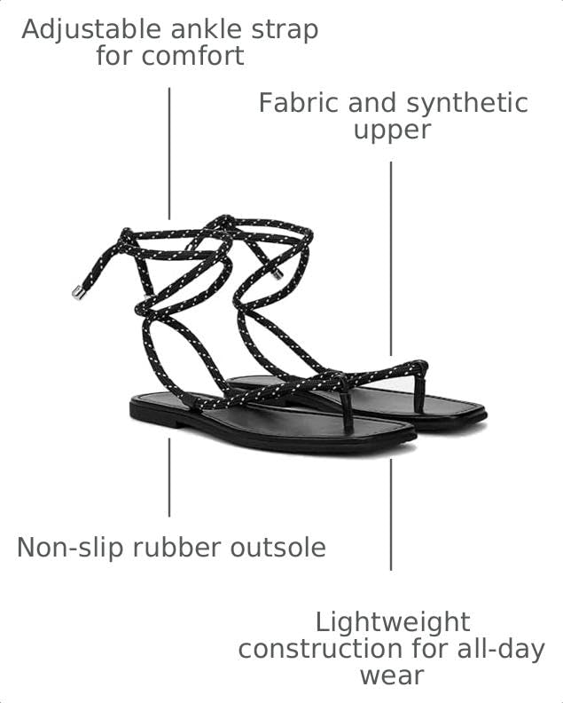 Image of Rope Flat Sandals for Women Strappy Open Toe Thong Sandals Summer Slingback Slip On Slide Sandals with Adjustable Strap