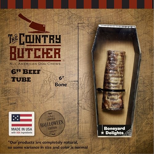 Image of THE COUNTRY BUTCHER Halloween 6 inch Beef Trachea Dog Treat, Coffin Box, 1 Ct
