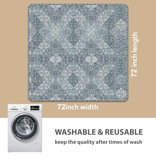 Image of nunubaby Washable Pee Pads for Dogs, Stylish, Non-Slip and Leak-Proof Pee Pads. Reusable Potty Pads for Dogs for Crates and Floors.(Blue /Multi, 72 inch x72 inch )