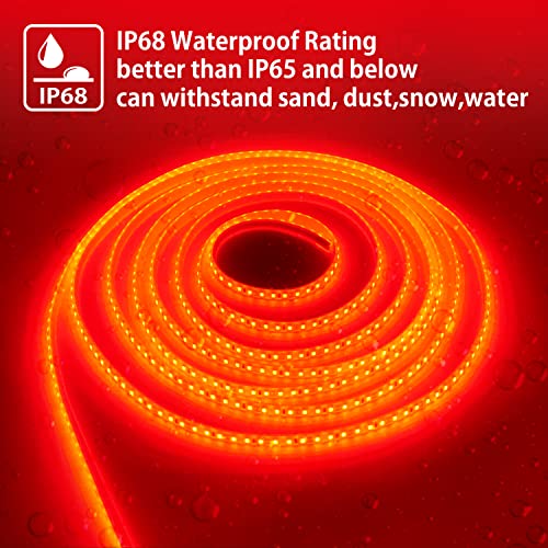 Everbright Red Led Strip Lights, 5M /16.4Ft 600Smd Waterproof Ip68 Flexible Led Light Strip For Undercar Lighting Kits House Bedroom Kitchen Tv Party Light Decoration With 5A Power Adapter #TOP4