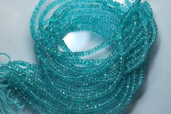 Apatite Bleue facettée 3.5-4mm LKBEADS 14 Inches perle naturelle bleu ciel pour bijoux DIY
