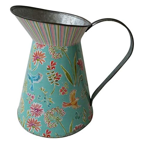 All Chic 2.7L metal jugs for flowers vintage vase flower vase jugs for flowers Shabby Chic Green Flower Bird Watering Can Jug Plant Kitchen Garden Home Decor Cover