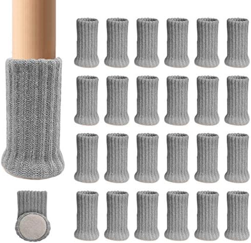 Ezprotekt 24 PCS Chair Socks High Elastic Floor Protectors Non Slip Chair Leg Feet Socks Covers Furniture Caps Set, Fit Diameter from 1" to 2",Knitted Furniture Pads ,Black