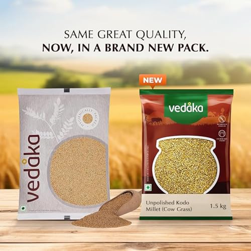 Image of Amazon Brand - Vedaka Unpolished Kodo Millet | 1.5 Kg | Cow Grass /Varagu /Arikelu /Hark /Varigu /Kodra