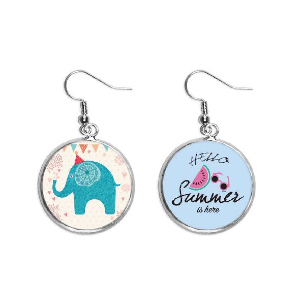 Pendientes de sandía con elefante azul accesorios de moda para el lóbulo 5