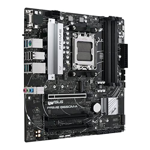 ASUS PRIME B650M-A-CSM, Scheda madre AMD Micro-ATX, Ryzen 9000/8000/7000, DDR5, Supporto PCIe 5.0 M.2, Lan2.5Gb, DP, VGA, HDMI, SATA 6 Gbps, USB 3.2 Gen 2 e Type-C, BIOS FlashBack, Aura Sync, Nera - Immagine 2