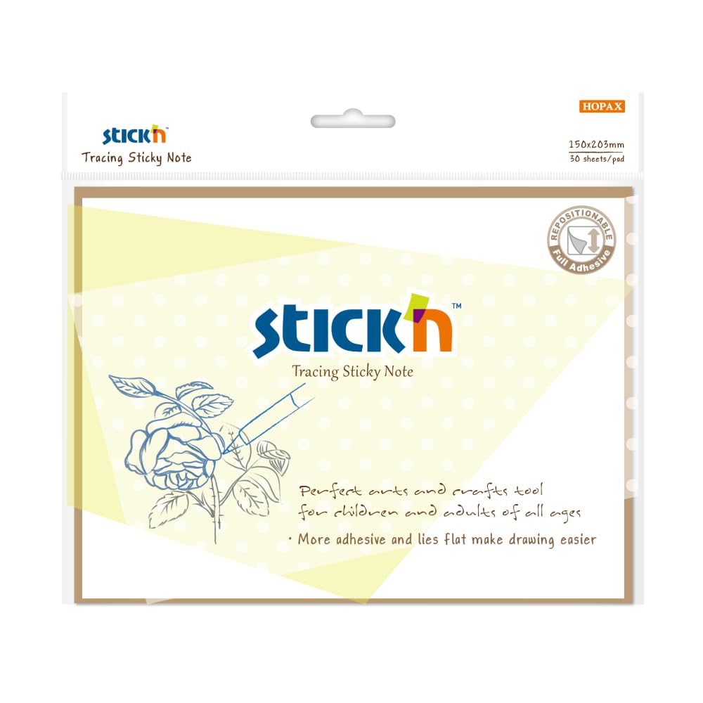Stick'n 21820 Tracing Sticky Note, Self-Adhesive Perfect Art and Crafts Tool, 6"x8" Inch, 30 Sheets per Pad