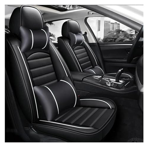 Cuero Funda Asiento Coche Para Citroen Para C4 Aircross Para C4 PICASSO Para C4 C5 C6 C2 C3 Para C elysee Funda De Asiento De Coche Accesorios Cuero Fundas Protección cojín(Black white pillow)