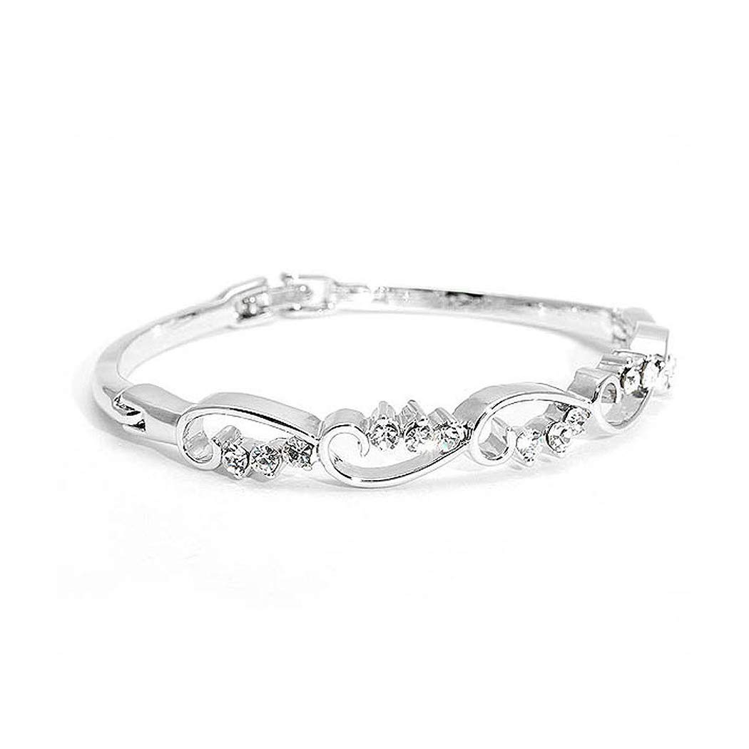 Wavy Bangle with Silver Austrian Element Crystals (1546)
