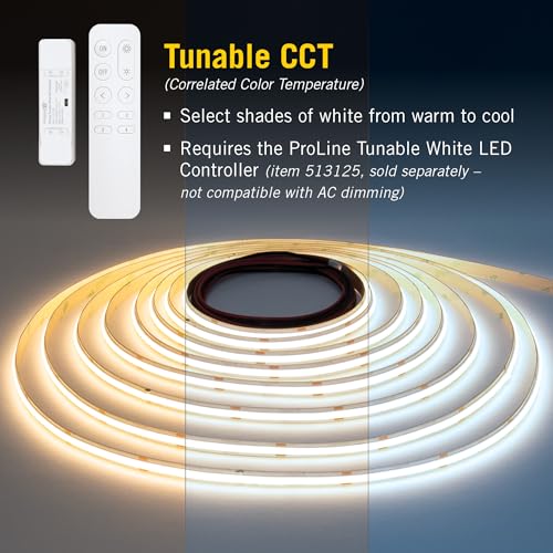 Image of Armacost Lighting RibbonFlex Pro 24V Tunable White COB LED Strip Light Tape, 240 Lumens /Ft, 2.5M 174610