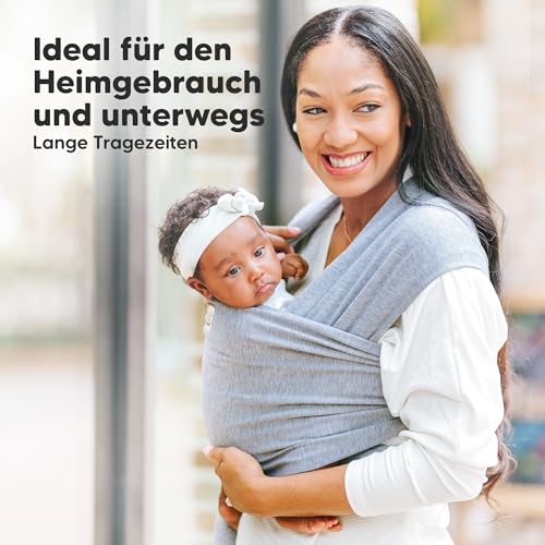 KeaBabies Babytrage Ab Geburt - Atmungsaktive Babytragetücher, Babytrage Neugeborene Ab Geburt, Babytuch Tragetuch Baby Neugeborene, Kleinkind Handfreie Baby Carrier (Stone Gray)