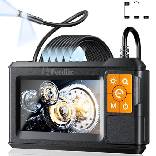 Dual-Lens Borescope with Light, Endoscope Camera with Light with 4.3' IPS Screen,1920P HD with 8 LED...