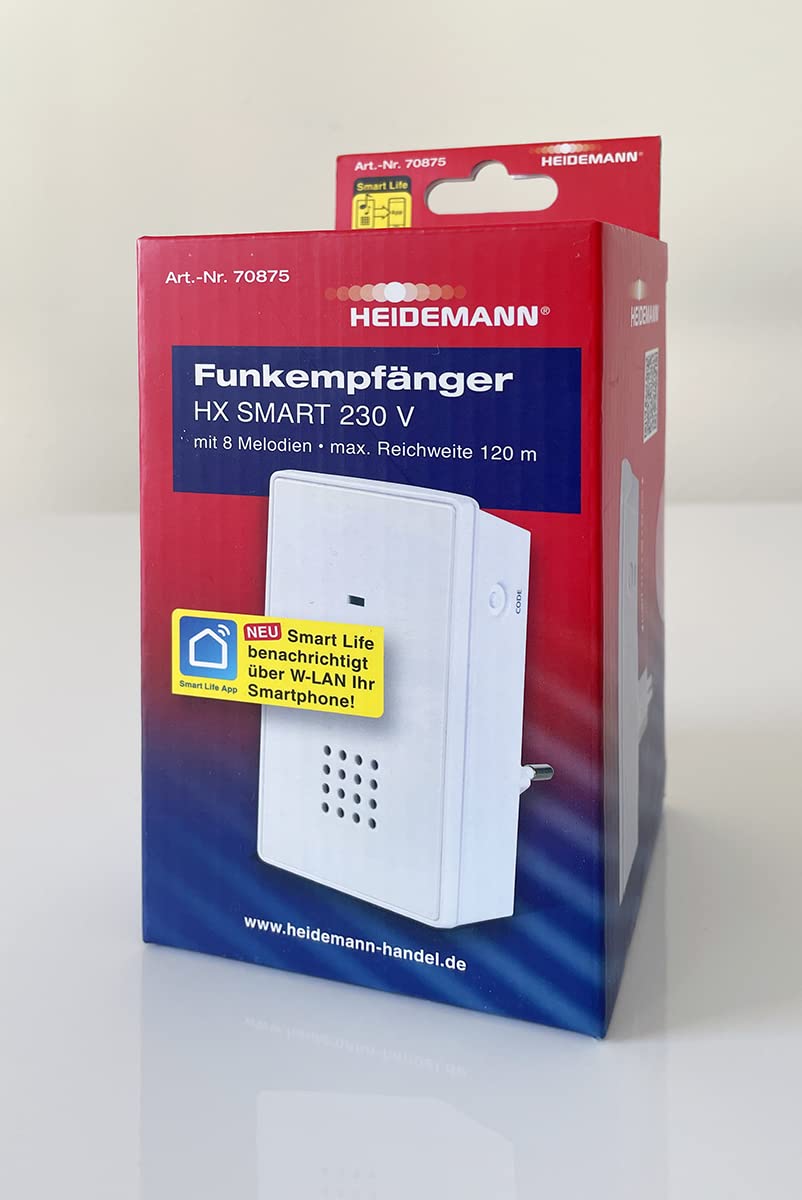 Heidemann Odbiornik radiowy HX Smart (bez nadajnika, 8 melodii regulowanych, lampa robocza LED, przyłącze gniazdka, dzwonek radiowy) 70875