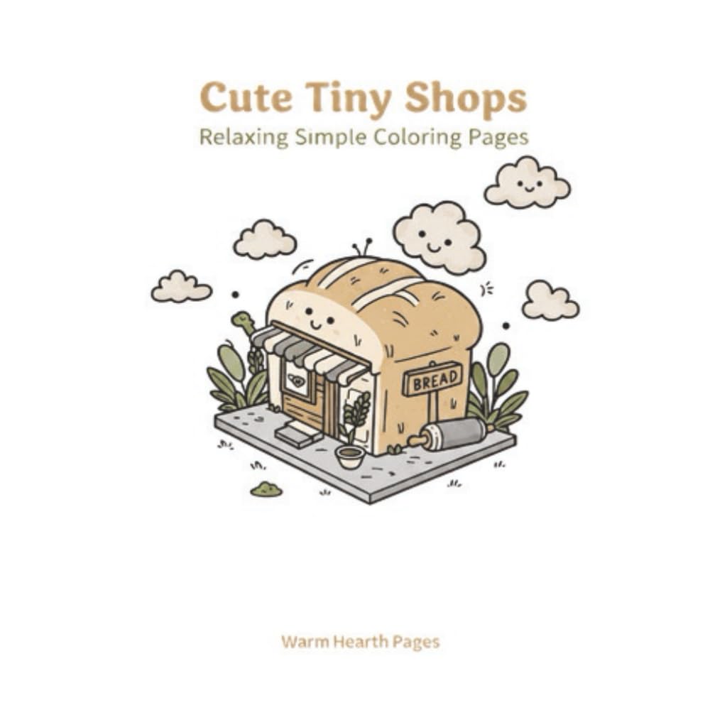 Cute, Bold & Easy: Tiny Shops Coloring Book: A Relaxing Coloring Book of Adorable Storefronts and Cozy Corners