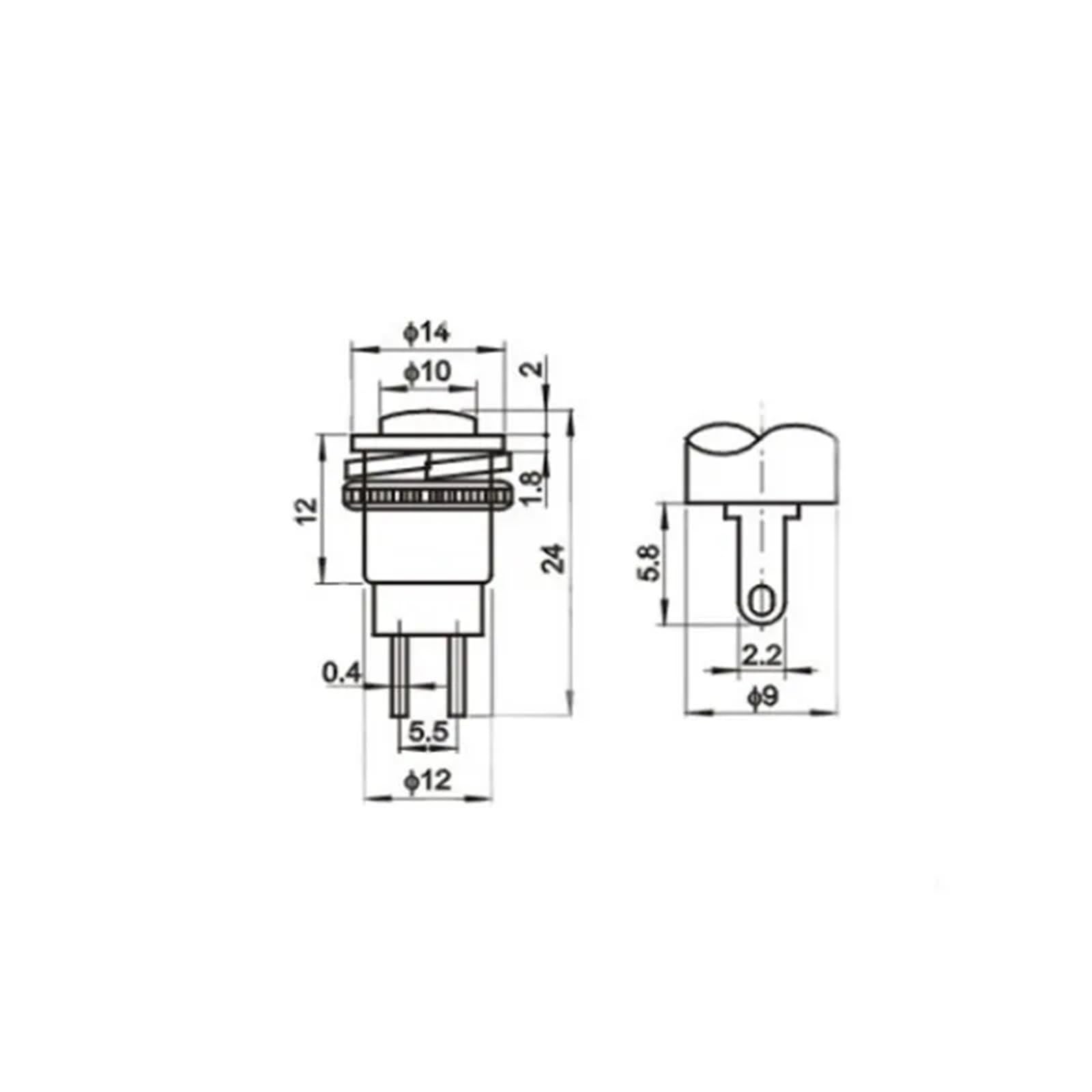 DS-318 Petit bouton-poussoir circulaire à enfoncement automatique Bouton de sonnette Trou de 12 mm(DS-318 huang)