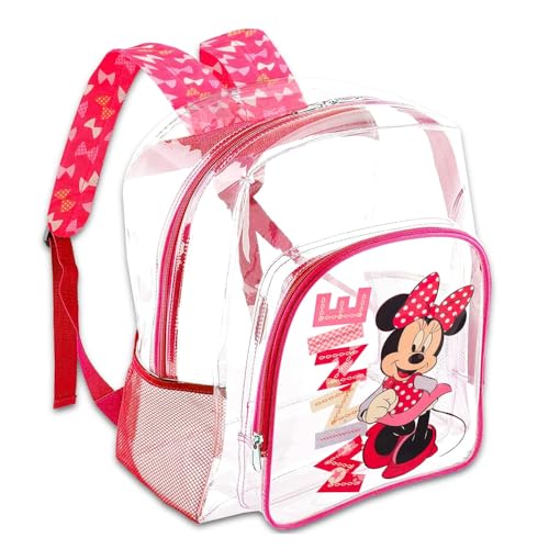 Sac à dos enfant Minnie Mouse rose transparent grand format 40 cm