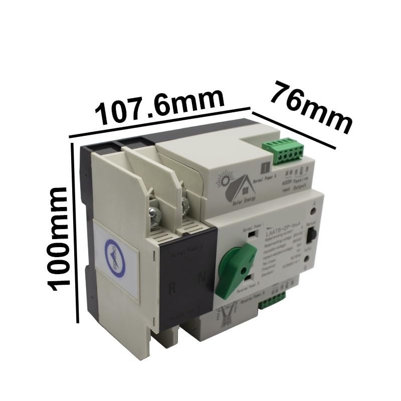 1PCS Din Rail Solar Type 50A 2P ATS Dual Power Transfer AC Switch for PV Inverter Discounnecting Switch