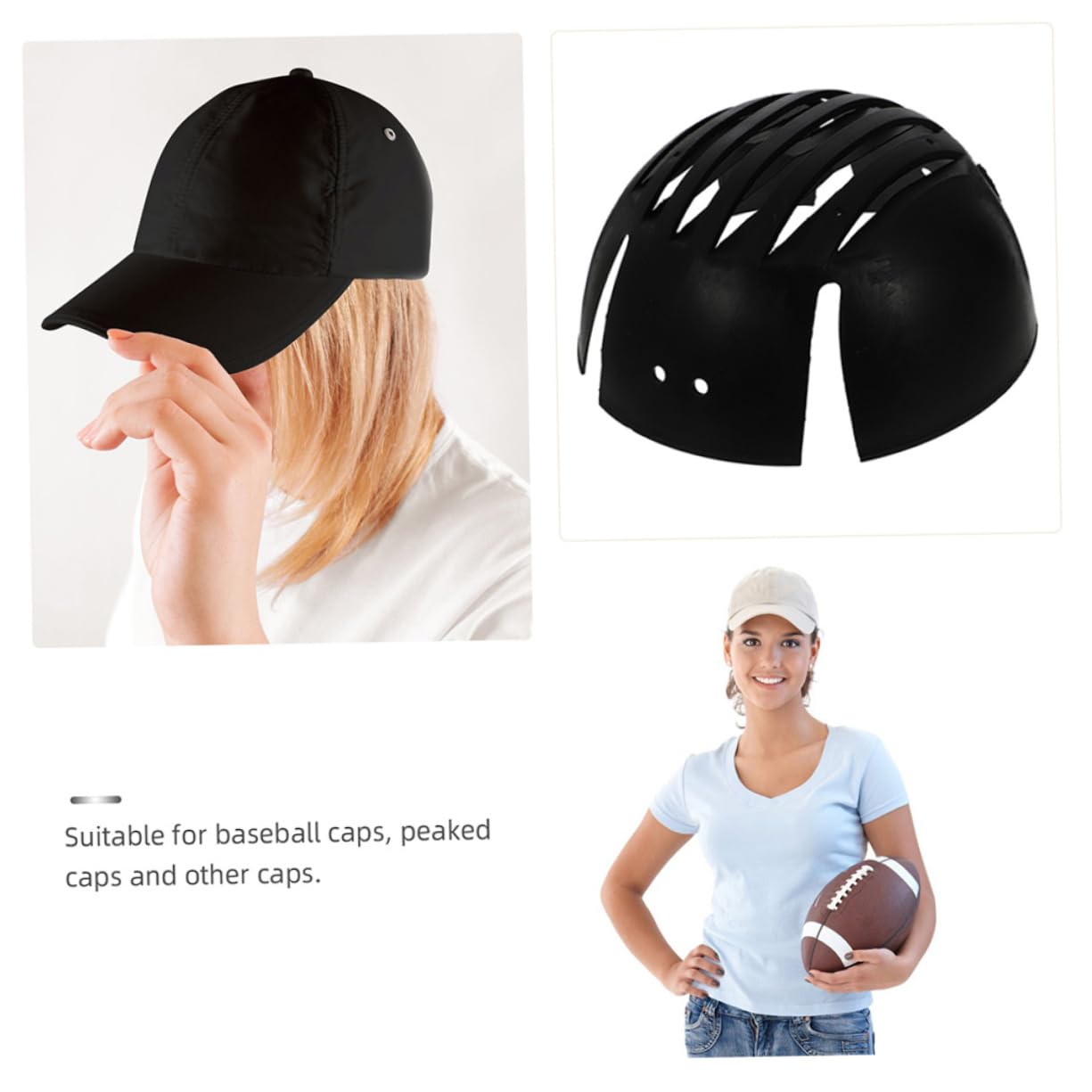 PRETYZOOM 4 Stück Stoßfängerkappen-Futter Einsatz für Baseballmütze schützend Liner Sicherheitskappeneinsatz Helmfutter Sicherheitskappeneinlagen Sicherheitshut-Einsatz Plastik Schwarz