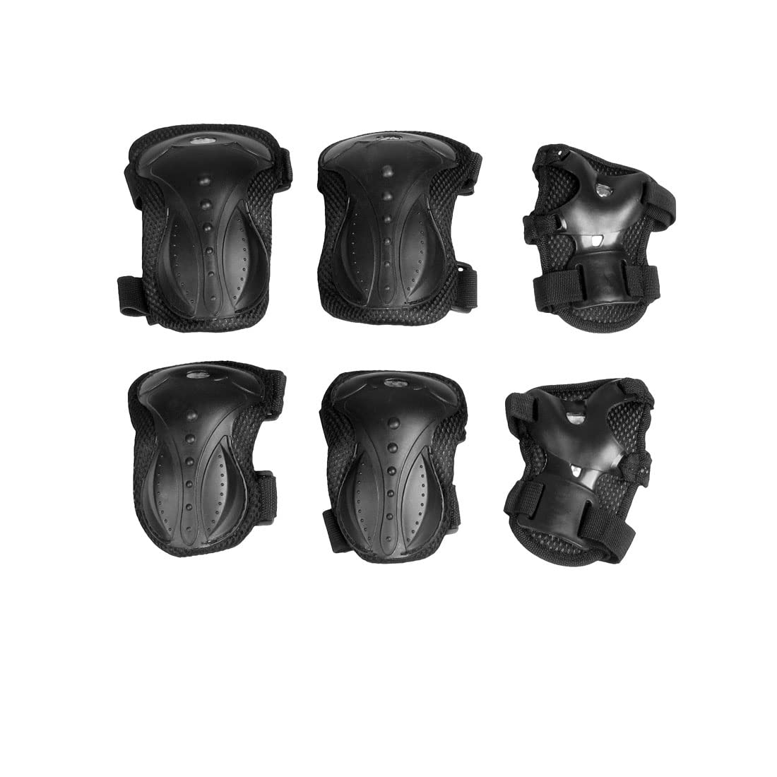 Ruilogod Men Women Skidding Sponge Meshy Black Wrist Palm Elbow Knee Protector Sets