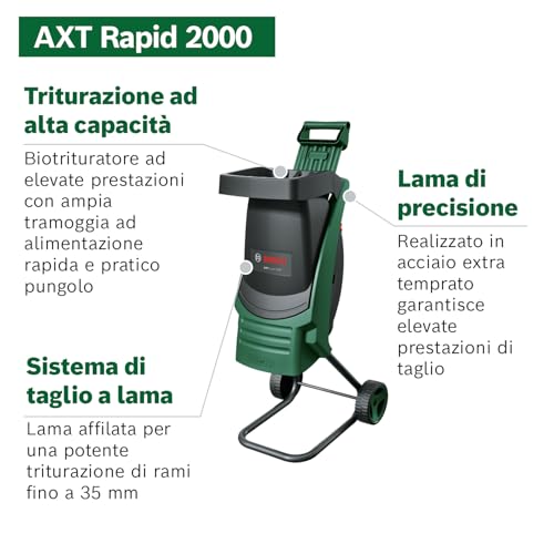 Bosch AXT Rapid 2000 Broyeur de végétaux (pour un broyage puissant des débris de jardin ; moteur puissant de 2 000 W) - 2