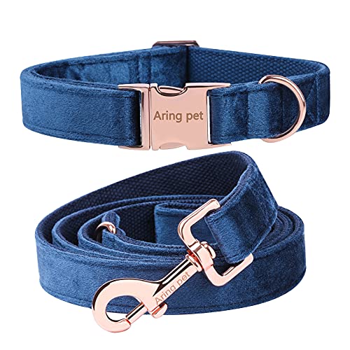 ARING PET Hondenhalsband en riem set, fluwelen hondenhalsband en riem, zachte hondenhalsband set voor kleine middelgrote grote honden.