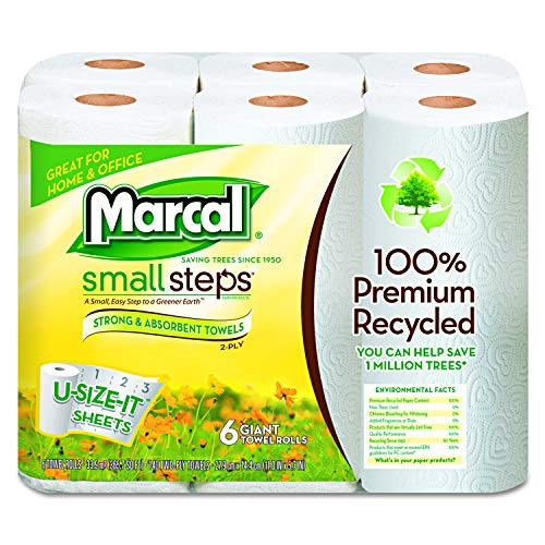 Marcal 6181CT Paper Towels, 2-Ply, 140 Sheets/Roll, 24 Rolls/CT, White