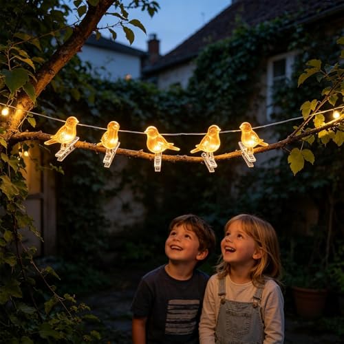 Cadena de luces de pájaros para paisajismo exterior con carga solar LED 2