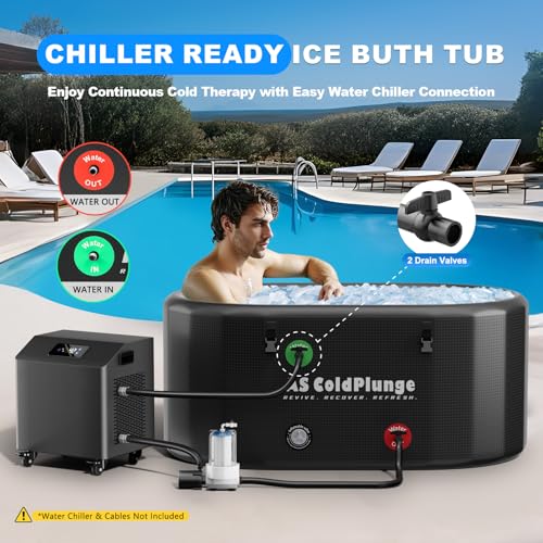 Image of AS ColdPlunge XXL 216 Gallon Ice Bath Tub for Cold Plunge, Inflatable PVC Cold Plunge Tub with Insulated Lid, Chiller-Compatible Full-Body Cold Therapy Tub for Indoor & Outdoor Use