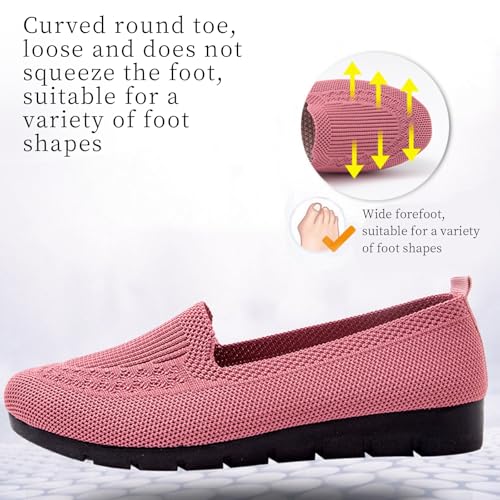 Women's Knitted Flats, Slip-On Casual Breathable Mesh Loafers, Suitable for Commuting, Vacation, Fitness3