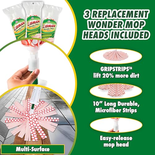 Image of Libman Wonder Mop with 3 Refills, Self-Wringing Microfiber Floor Mop