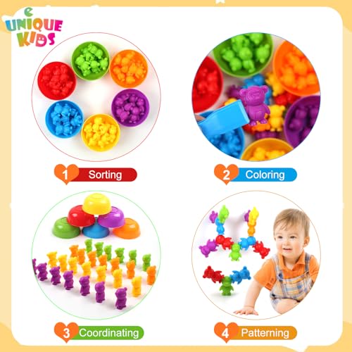Image of UNIQUE KIDS Counting Matching Game with Sorting Cups, Color Classification and Sensory Training Educational Learning Toys Set Gift for Toddlers Preschool Ages 3 Years and up