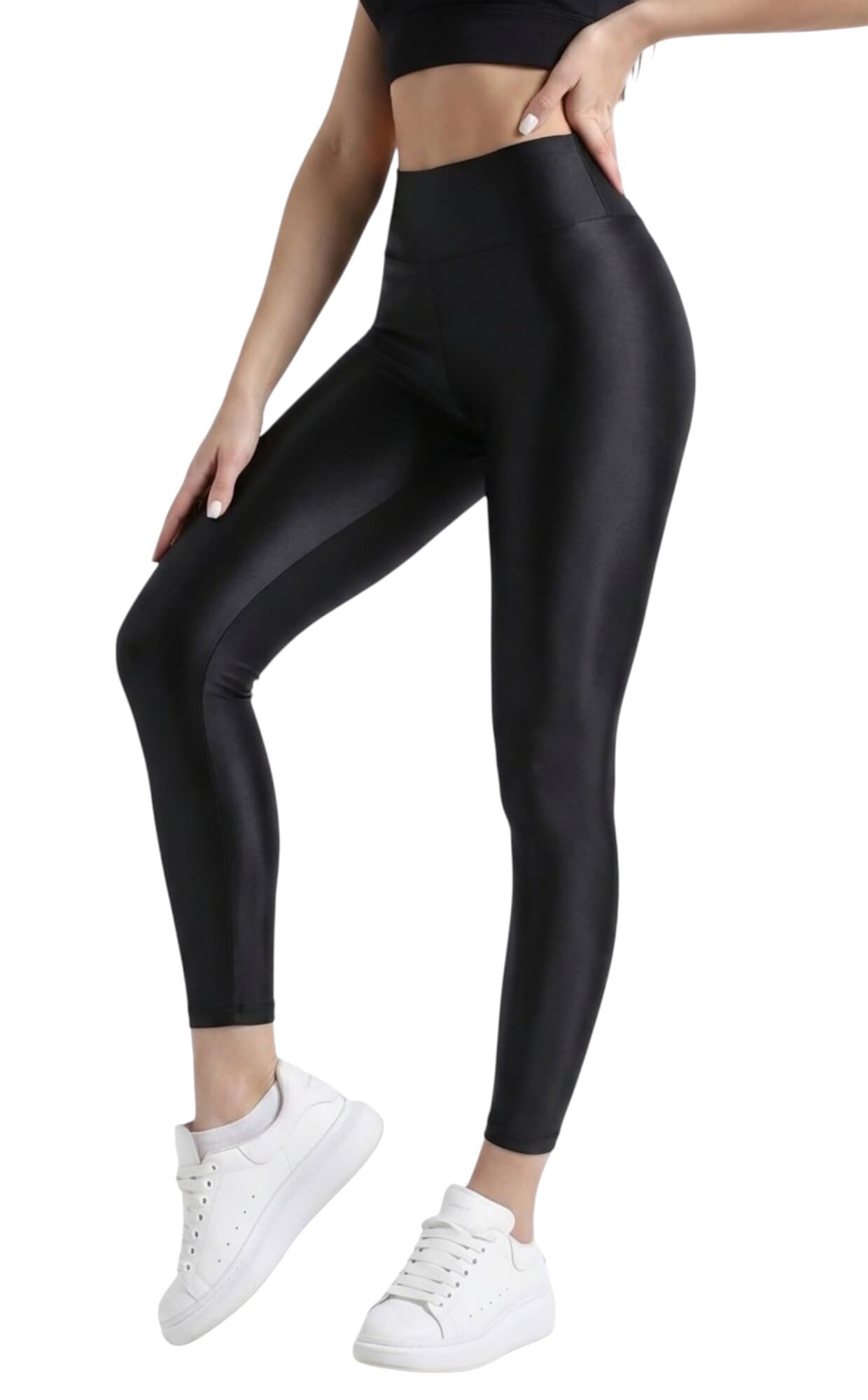 georgio martini Premium Luxe Active | Casual High Waist Broad Belt Glossy Tights Leggings Shiny Shimmer Leggings-picture-39