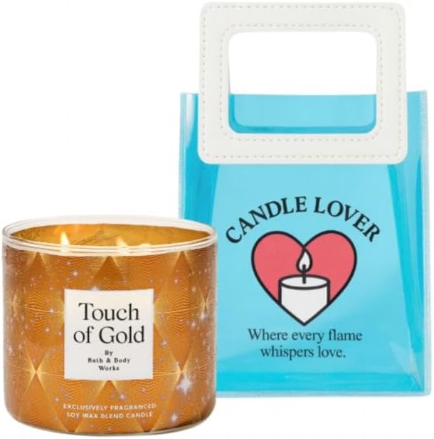 Touch of Gold - White Barn-Bath&Body 3-Wick Scented Candle 14.5 OZ Burns 25-45 Hours and Gift Bag CANDLE'S Lovers (Label Artwork Varies)
