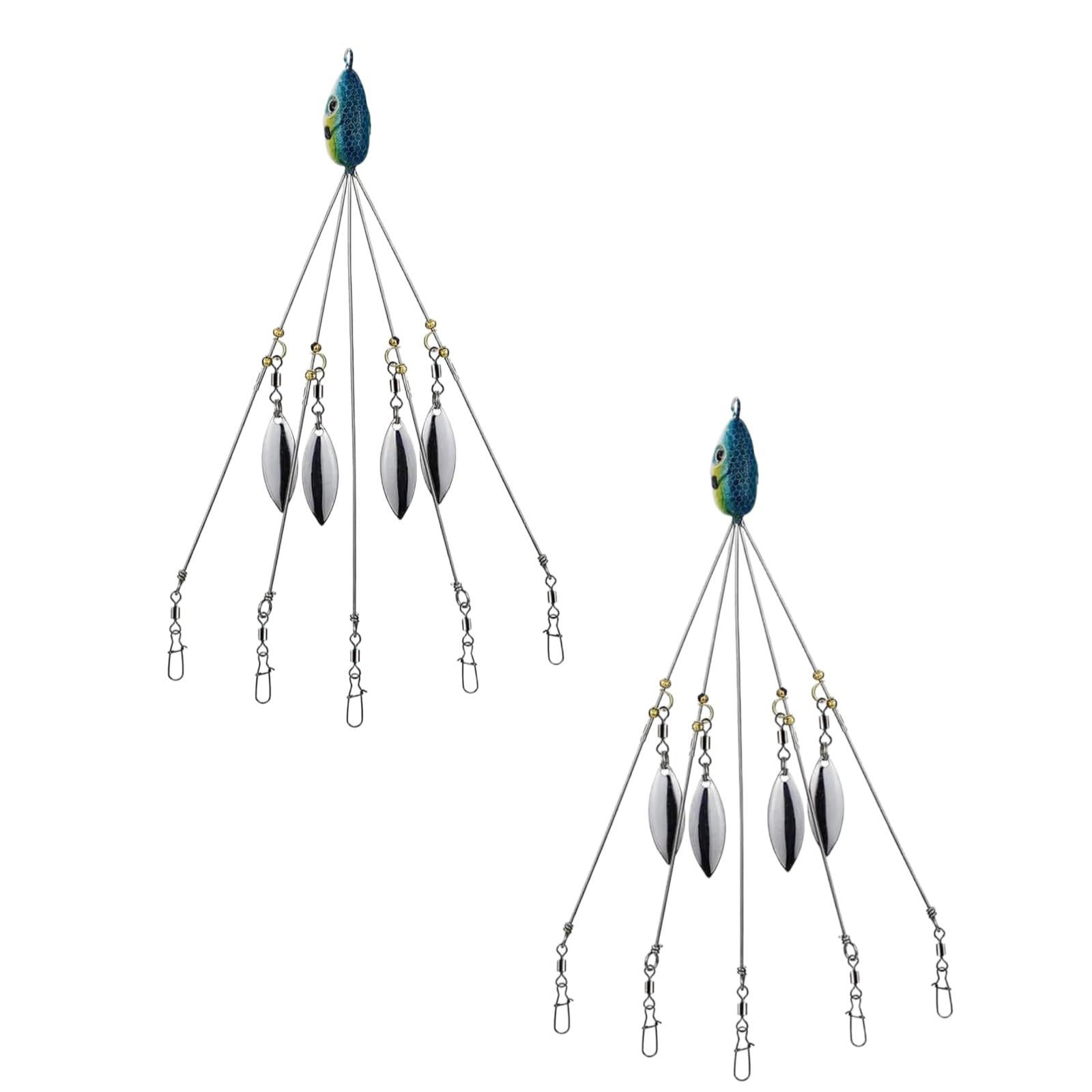 2Pcs Umbrella Rigs for Bass Stripers Fishing, Blue Freshwater Fishing Swimbait Lures Rig Kit, Lures, Baits and Attractants，Bait Rigs