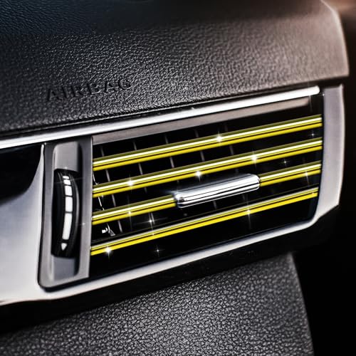 ZAUAO 20 Pcs Luxury Gold Car Vent Trim, PVC Air Vent Decor Strip, Universal Car Interior Decoration Accessories for AC Outlet
