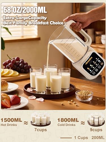 Arcmira 68oz Automatic 8-in-1 Nut Milk Maker - Blend Almond, Soy & Oat Milk, Juice, and More with Self-Cleaning & Delay Start Features - Image 2