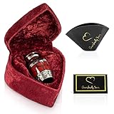 Small Keepsake Cremation Urns for Human Ashes with Velvet Heart Case and Funnel - Crimson : Deep Red Brass Hand Engraved Mini Memorial Urn