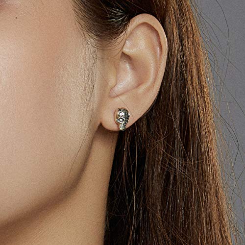Fashion Tiny Skull Stud Earrings Sterling Silver S925 for Women Girls Men Cross Skeleton Halloween Earrings Cartilage Tragus Earring Unisex Gothic Jewelry Gifts for Sensitive Ears2