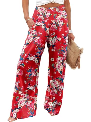 JZC Women's Palazzo Lounge Pants Casual Wide Leg Pants High Waist Flowy Toursers with Pockets