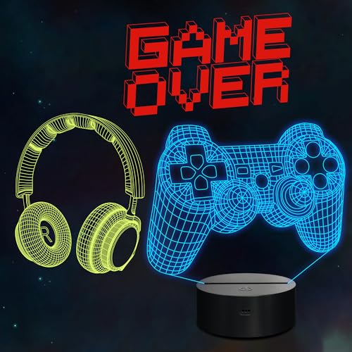 CooPark Pixel Spiel über Illusions lampe, Gamepad 3D Nachtlicht (3 Muster)...