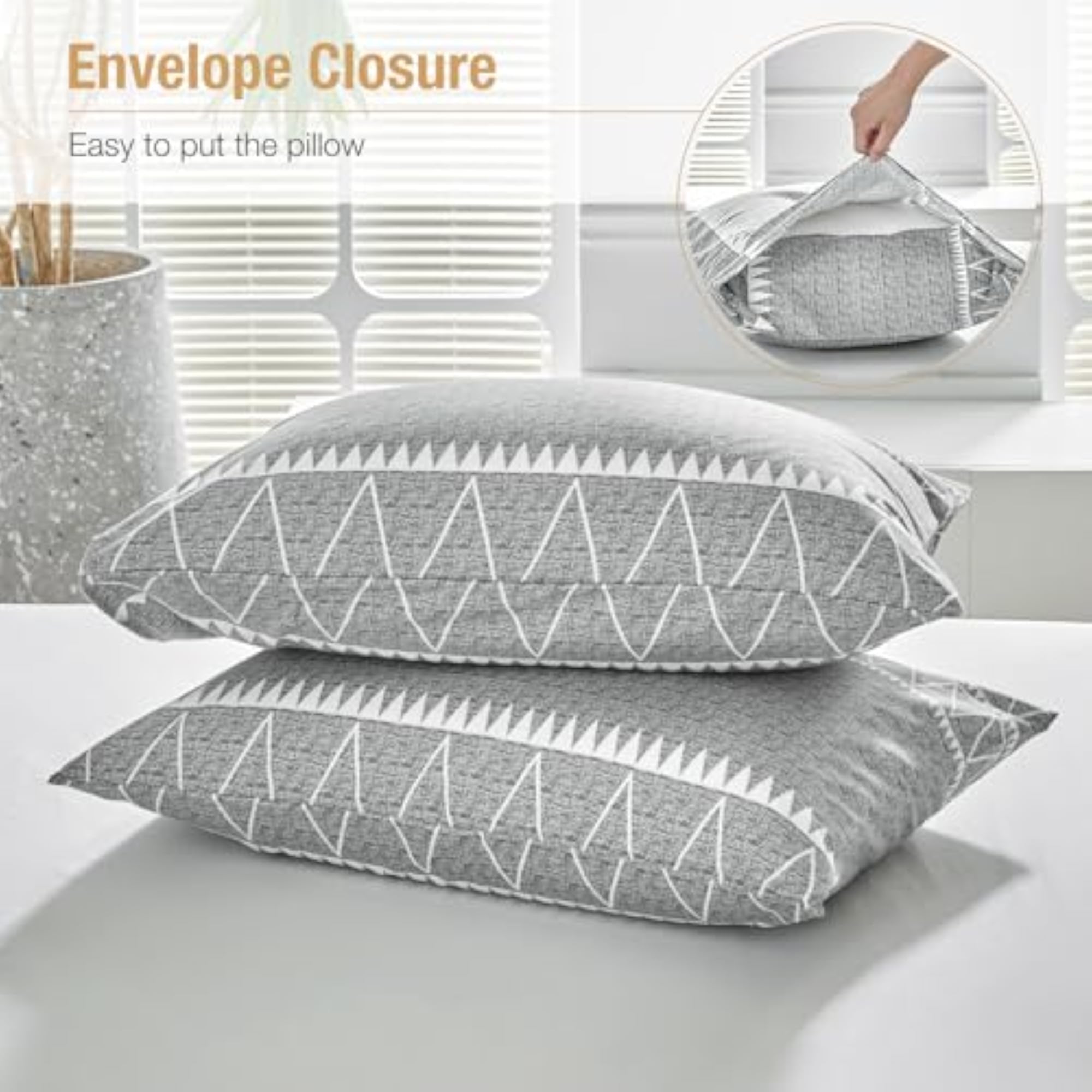 Chic Triangle Pattern Duvet Cover Set, 100% Washed Microfiber