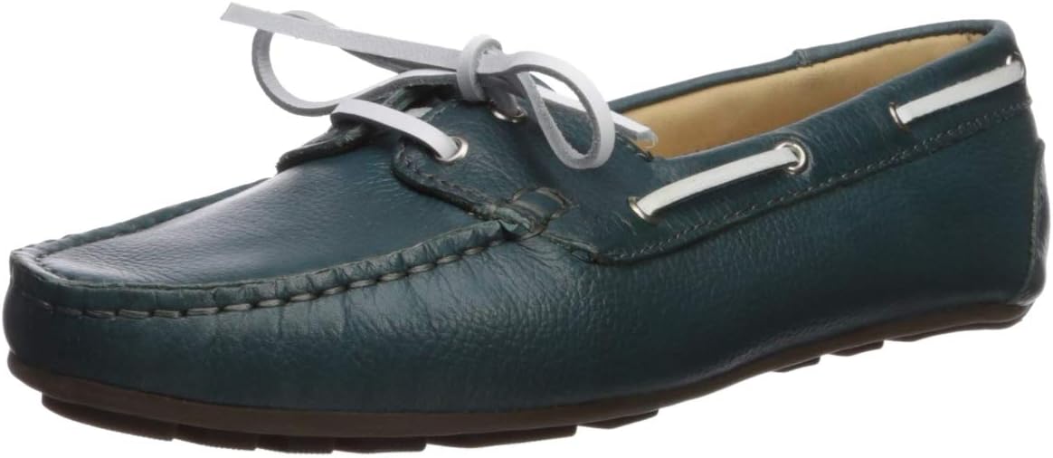 Driver Club USA Women's Leather Made in Brazil Daytona Beach Boat Shoe, Blue Grainy, 5 M US