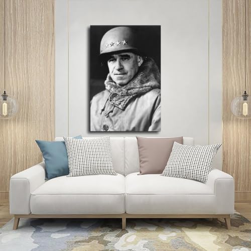 Impression sur toile haut de gamme General Omar Bradley avec cadre suspendu