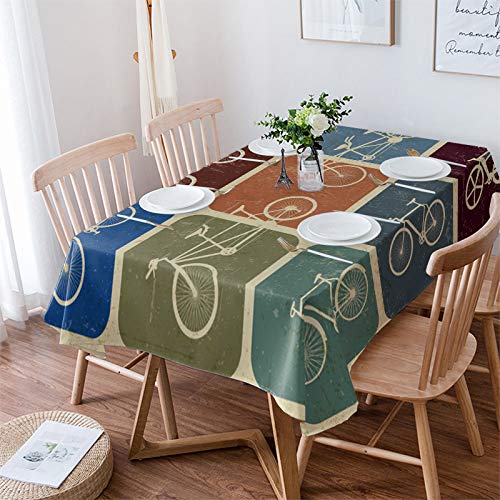 Olivefox Rectangle Table Cloth Retro Bicycle Cover Washable Microfiber Tablecloth Decorative For Banquet Party Kitchen Dining Room Holiday Decor 60 Inchx84 Inch (Hsm-2021-6-29-Cgzb-Slex09415Zbaiolx) #TOP15