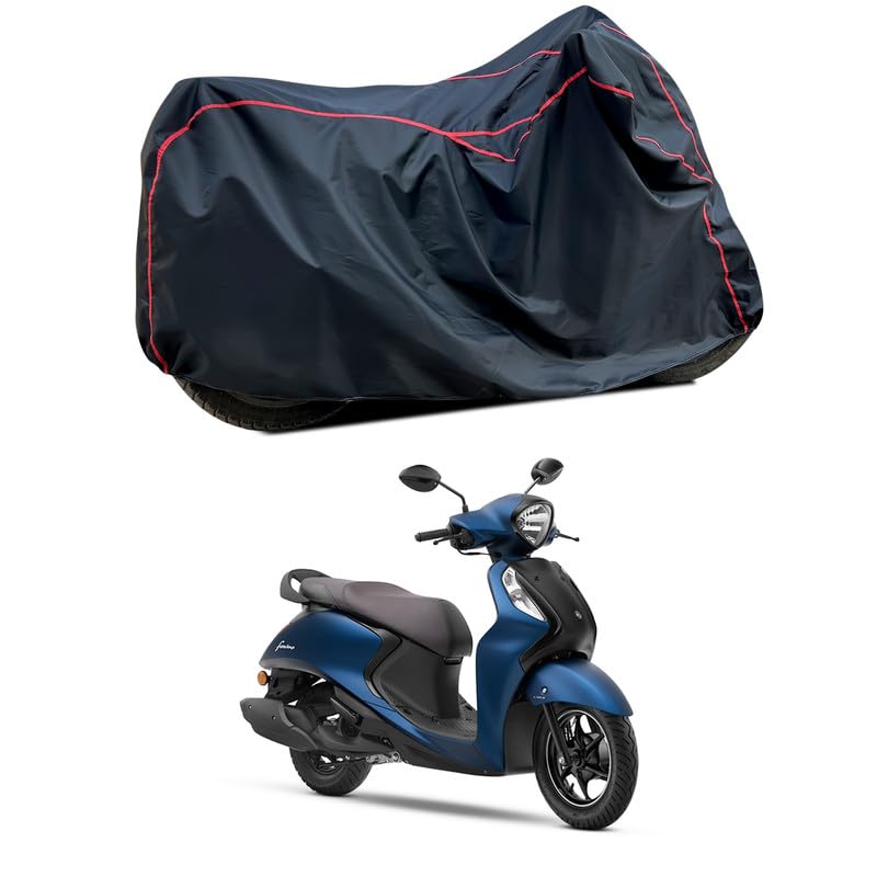 Image of Waterproof Scooter Cover Compatible with Yamaha Fascino 125 FI Fabric UV Protection (Black)